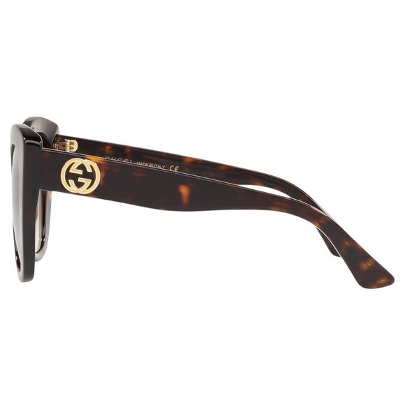 New GUCCI Sunglasses Brown Cat Eye Gradient Lens Gold Metal GG Authentic main image 2